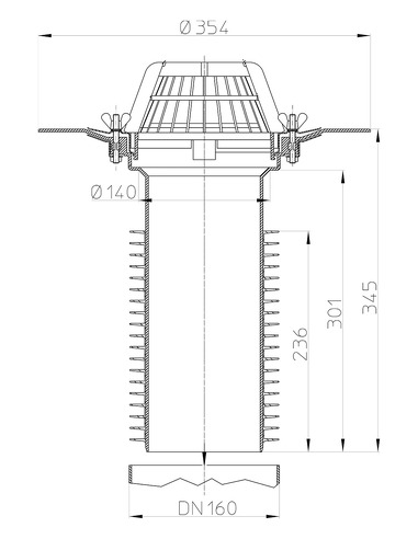Кровельная воронка HL69/5 DN160