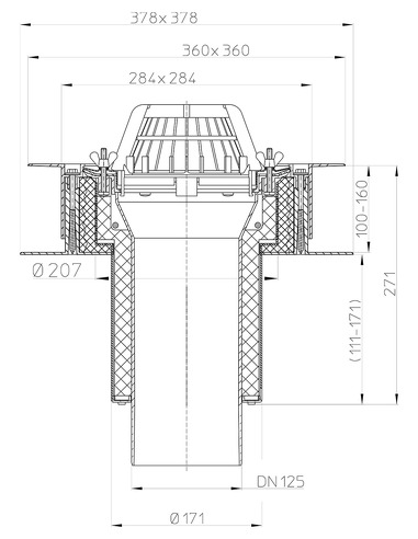 Кровельная воронка HL63/2 DN125
