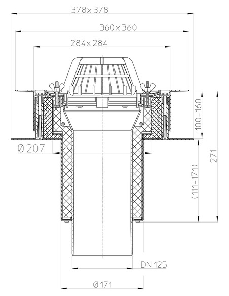 Кровельная воронка HL63/2 DN125