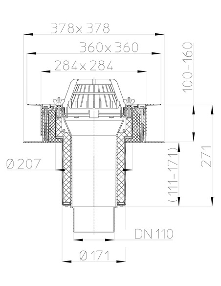 Кровельная воронка HL63/1 DN110 Кровельная воронка HL63/1 DN110