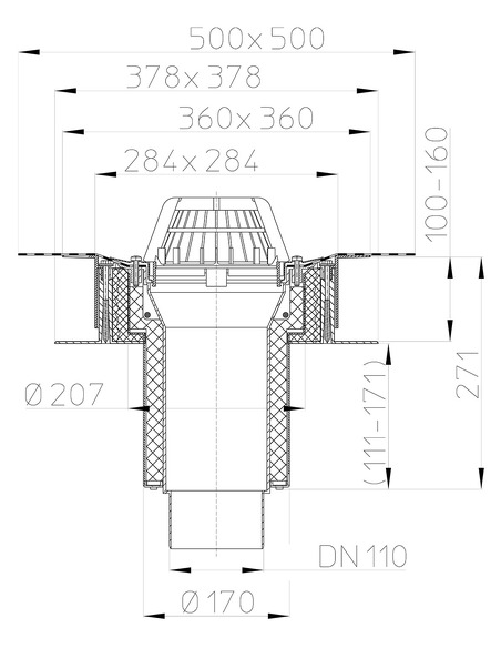 Кровельная воронка HL63H/1 DN110