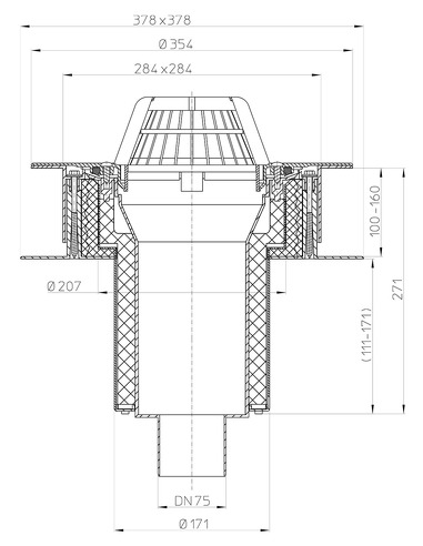 Кровельная воронка HL63P/7 DN75