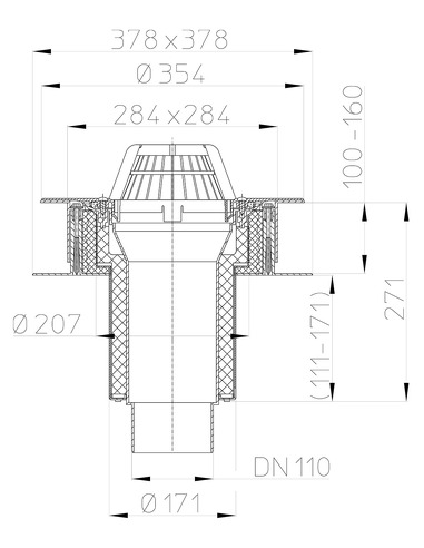 Кровельная воронка HL63P/1 DN110