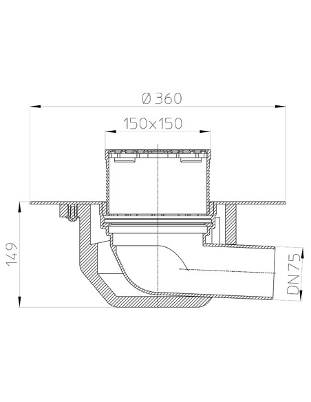 Кровельная воронка HL64BP/7 DN75