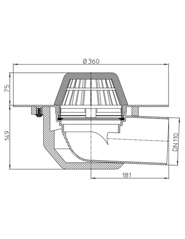 Кровельная воронка HL64F/1 DN110