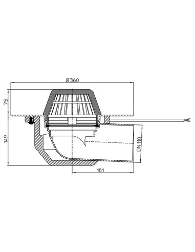 Кровельная воронка HL64.1F/1 DN110 с электрообогревом