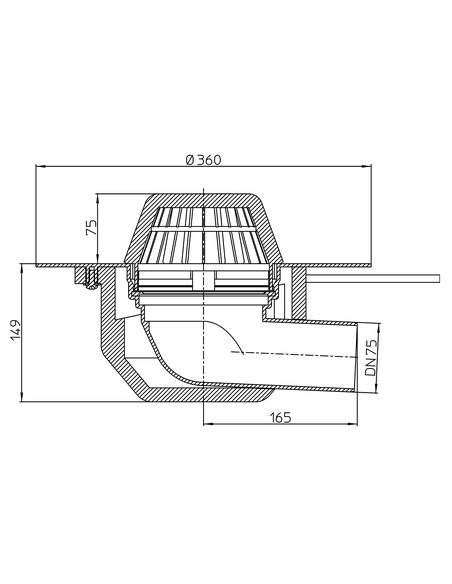 Кровельная воронка HL64.1F/7 DN75 с электрообогревом