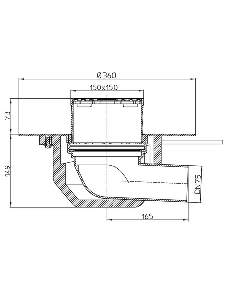 Кровельная воронка HL64.1BF/7 DN75 с электрообогревом