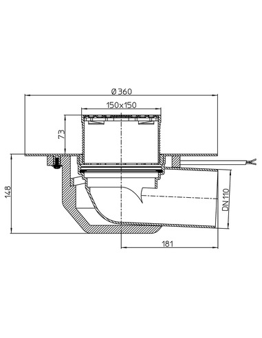 Кровельная воронка HL64.1BF/1 DN110 с электрообогревом