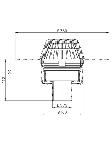 Кровельная воронка HL62F/7 DN75