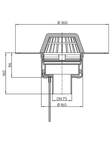 Кровельная воронка HL62.1F/7 DN75 с электроподогревом