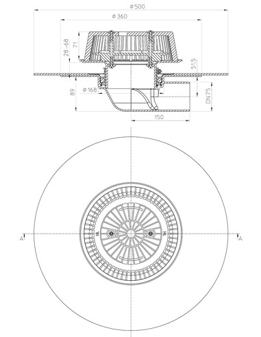 Кровельная воронка HL64HPowerSafe DN75