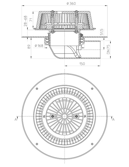 Кровельная воронка HL64PPowerSafe DN75