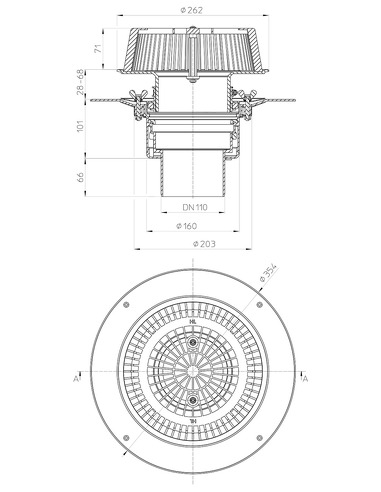 Кровельная воронка HL62Safe/1 DN110