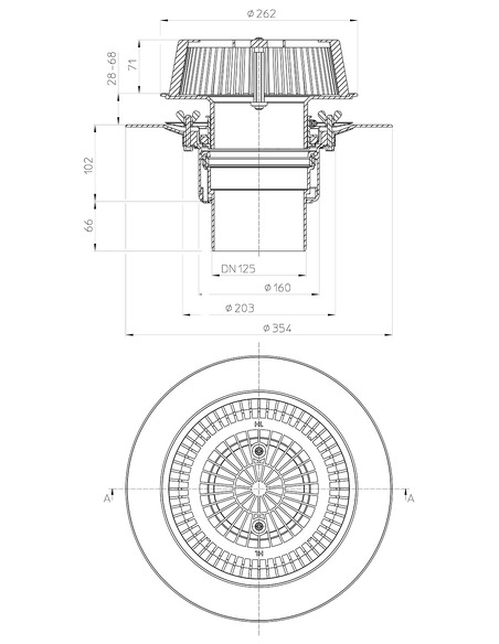 Кровельная воронка HL62Safe/2 DN125