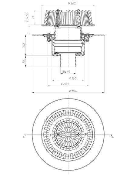 Кровельная воронка HL62Safe/7 DN75