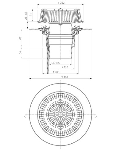 Кровельная воронка HL62.1Safe/2 DN125 с электроподогревом