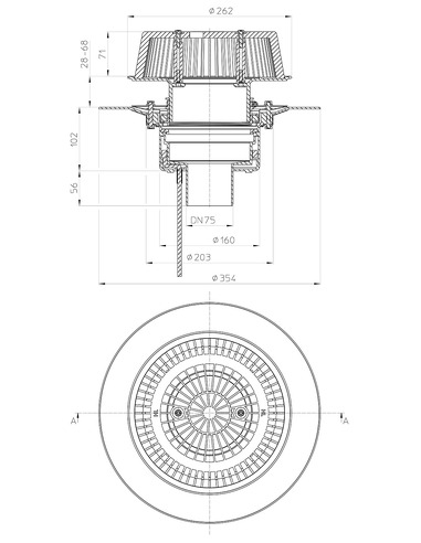 Кровельная воронка HL62.1Safe/7 DN75 с электроподогревом