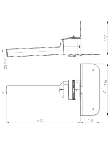 Кровельная воронка HL68F.0/50 DN50