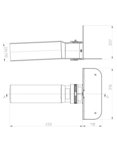 Кровельная воронка HL68F.0/110 DN110