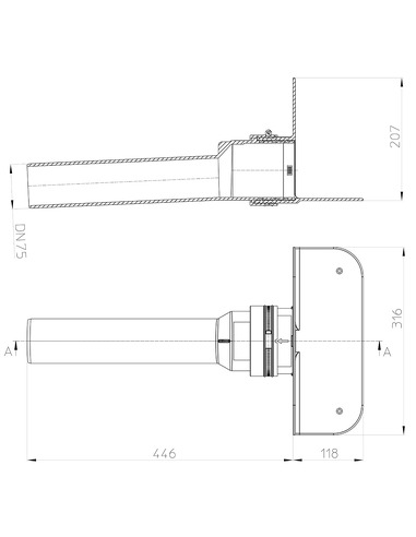 Кровельная воронка HL68F.0/75 DN75