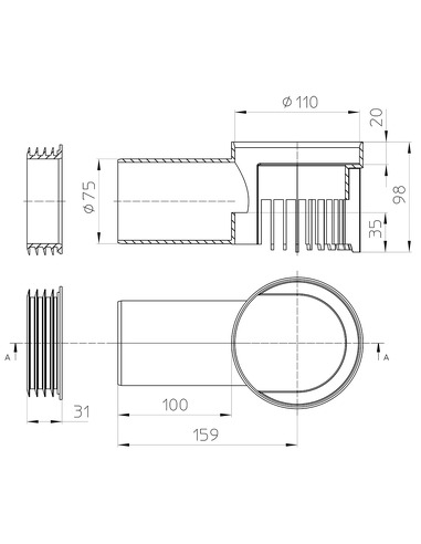 Дренажный элемент для парапетных воронок HL163Safe