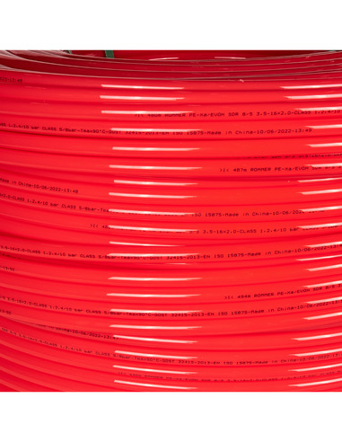 Труба из сшитого полиэтилена ROMMER 16х2,0 PE-Xa/EVOH красная (бухта 500 м)