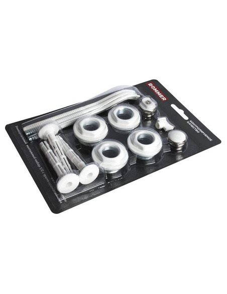 Монтажный комплект ROMMER 1/2" белый c 3мя кронштейнами