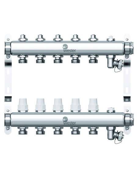 Коллектор WESTER из нержавеющей стали без расходомеров 5 вых. с воздухоотводчиком и сливом