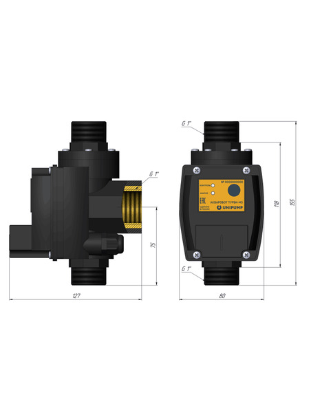Блок управления насосом UNIPUMP АКВАРОБОТ ТУРБИ M3 (1,5-3,0 бар)
