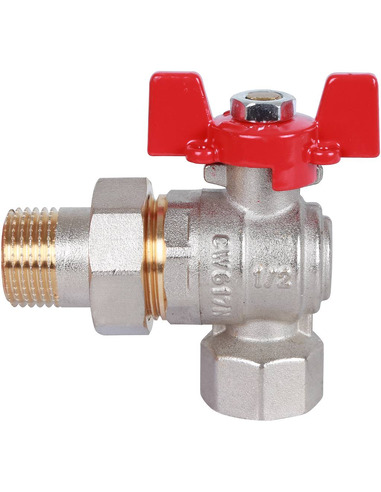 Кран шаровой ROMMER 1/2" угловой со сгоном (бабочка)