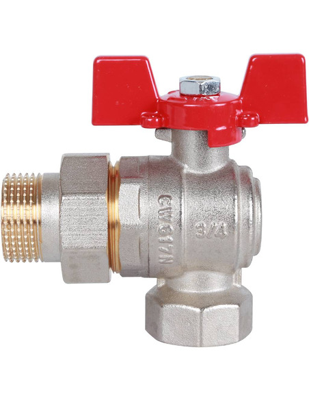 Кран шаровой ROMMER 3/4" угловой со сгоном (бабочка)