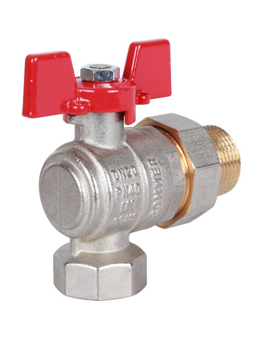 Кран шаровой ROMMER 3/4" угловой со сгоном (бабочка)