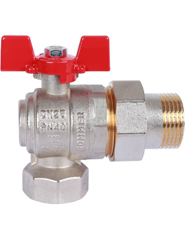 Кран шаровой ROMMER 1" угловой со сгоном (бабочка)