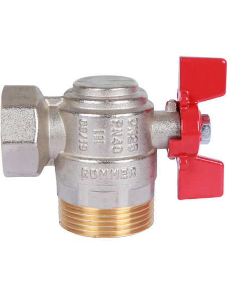 Кран шаровой ROMMER 1" угловой со сгоном (бабочка)