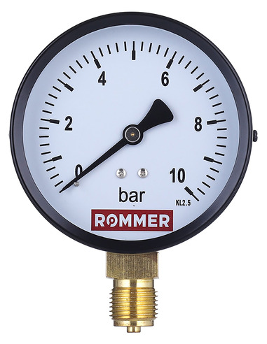 Манометр ROMMER 100 мм, 1/2", 0-16 бар, радиальный