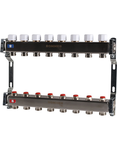 Коллектор ROMMER из нержавеющей стали без расходомеров 8 вых.