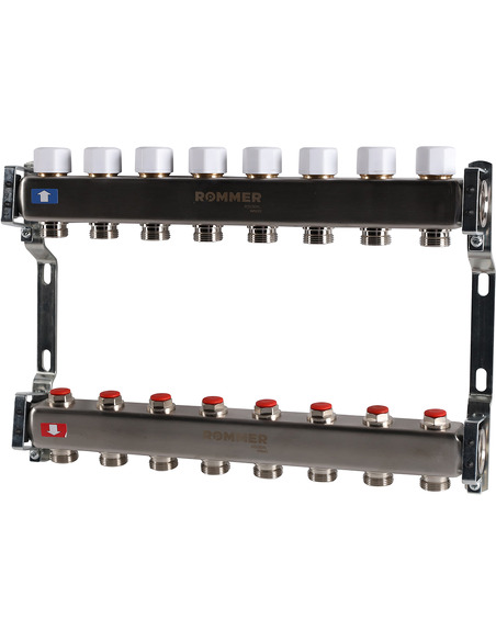 Коллектор ROMMER из нержавеющей стали без расходомеров 8 вых.