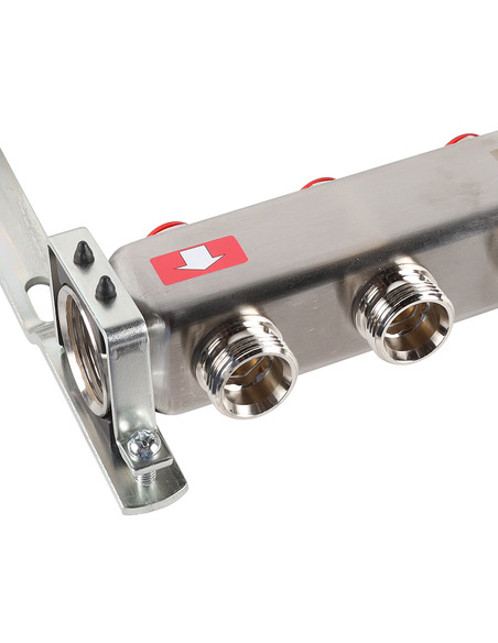 Коллектор ROMMER из нержавеющей стали без расходомеров 5 вых. с воздухоотводчиком и сливом