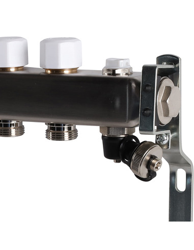 Коллектор ROMMER из нержавеющей стали без расходомеров 5 вых. с воздухоотводчиком и сливом