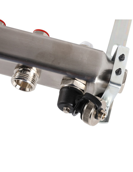 Коллектор ROMMER из нержавеющей стали без расходомеров 5 вых. с воздухоотводчиком и сливом