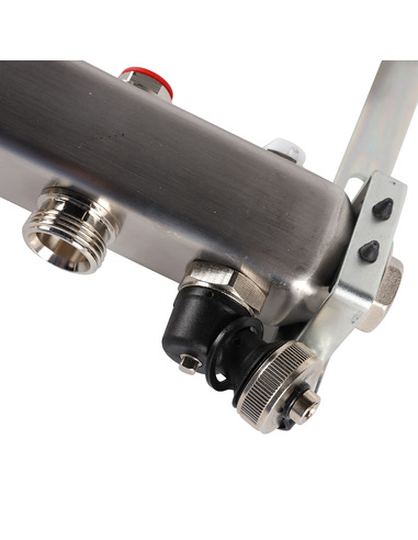 Коллектор ROMMER из нержавеющей стали без расходомеров 12 вых. с воздухоотводчиком и сливом