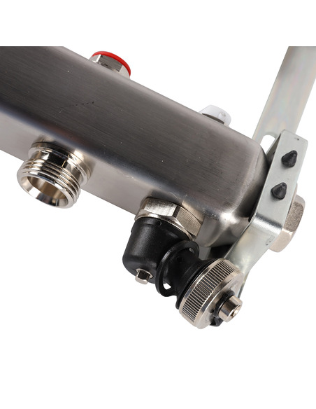 Коллектор ROMMER из нержавеющей стали без расходомеров 12 вых. с воздухоотводчиком и сливом