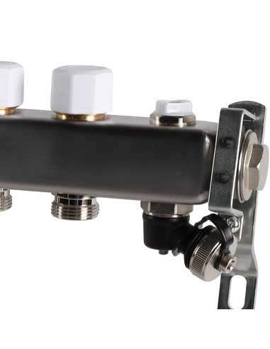 Коллектор ROMMER из нержавеющей стали без расходомеров 12 вых. с воздухоотводчиком и сливом