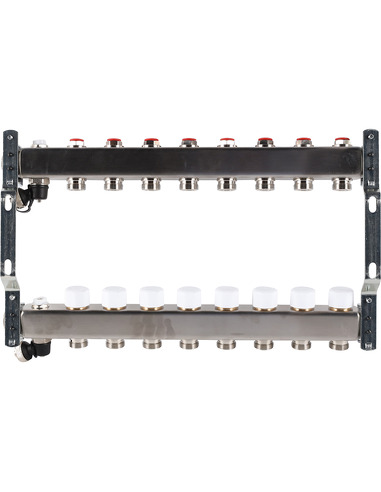 Коллектор ROMMER из нержавеющей стали без расходомеров 8 вых. с воздухоотводчиком и сливом