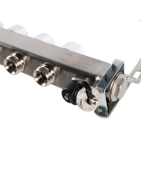 Коллектор ROMMER из нержавеющей стали без расходомеров 8 вых. с воздухоотводчиком и сливом