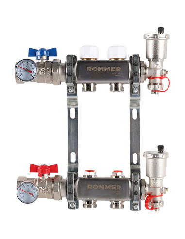 Коллектор ROMMER из нержавеющей стали в сборе без расходомеров 2 вых.