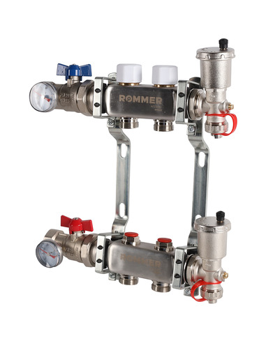Коллектор ROMMER из нержавеющей стали в сборе без расходомеров 2 вых.