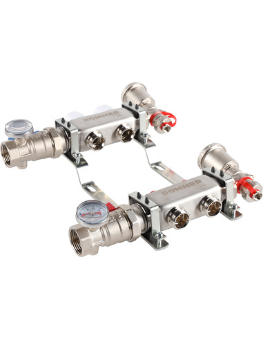Коллектор ROMMER из нержавеющей стали в сборе без расходомеров 2 вых.