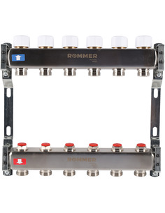 Коллектор ROMMER из нержавеющей стали без расходомеров 6 вых.